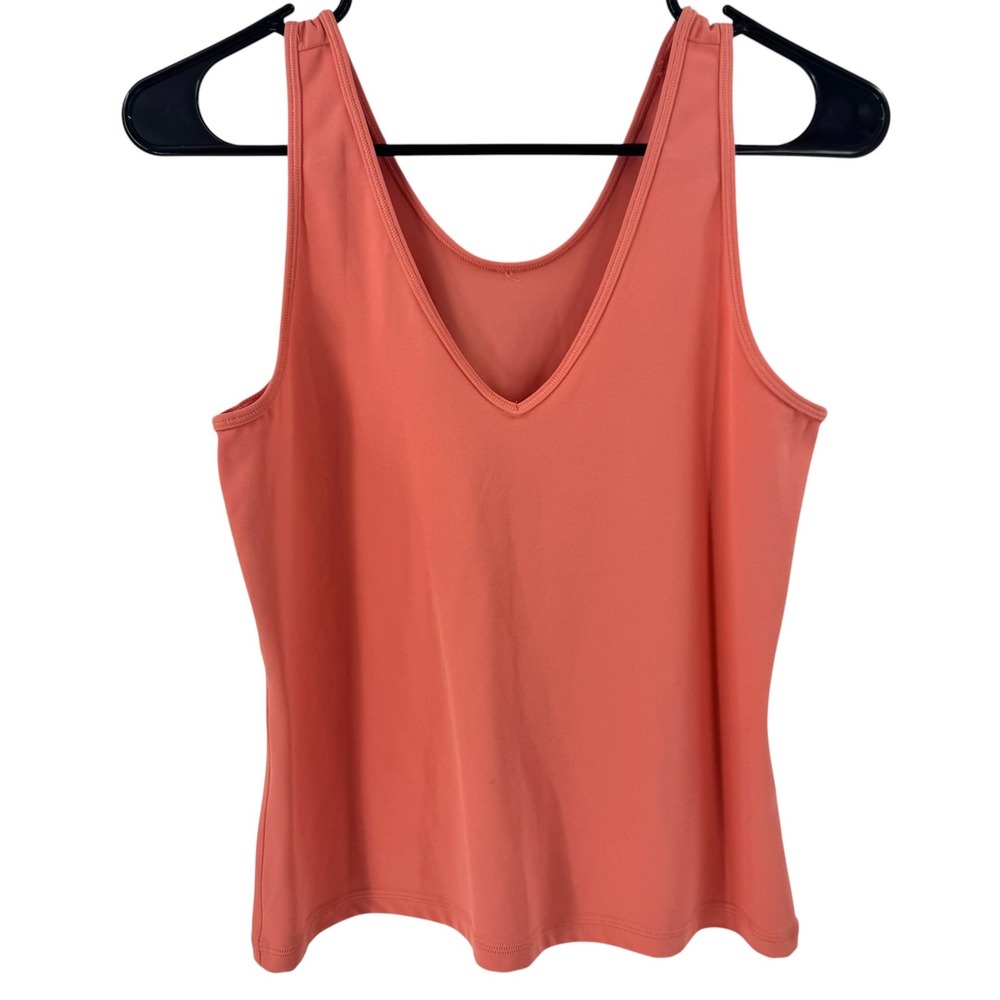 Athleta Aurora V-Neck Crop Tank Coral Pink Women Activewear Top Small - Picture 2 of 9